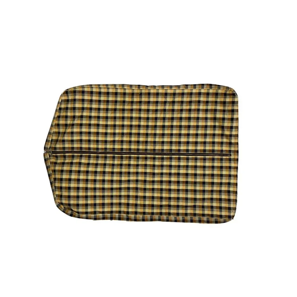 Vintage 60s Garment Bags Clothes Cover Travel 2 Plaid Check Canvas Print Rare